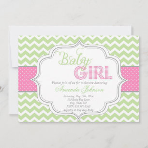 Modische Chevron-Einladung zur Babyparty für Mädch Einladung