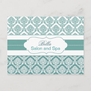 modische Damask aqua business DankeYou Cards Postkarte
