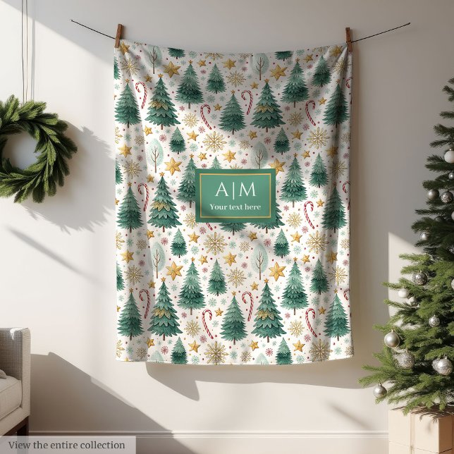 Modische Farben Wasserfarbe Weihnachtsbäume Gesche Fleecedecke (Trendy colors watercolor Christmas trees gift Fleece Blanket)