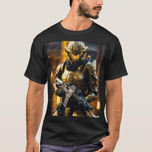 # modische Fas: schwarzes Herrenhemd . T-Shirt (Vorderseite)