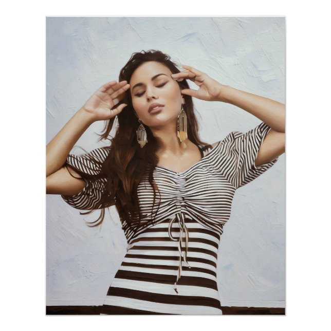 Modische Frau in Strickkleidung Poster (Vorderseite)