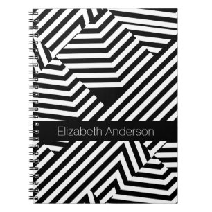 Modische geometrische Schwarzweiss-Streifen mit Notizblock