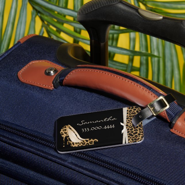 Modische Jaguar Silettos Personalisiert Gepäckanhänger (Vorderseite Insitu 3)