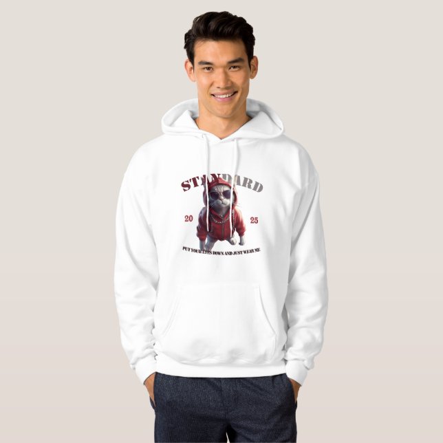 Modische Katze mit rotem T - Shirt 2025 (Vorne ganz)
