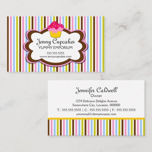 Modische Kuchen-Bäckerei Visitenkarte (Vorne/Hinten)