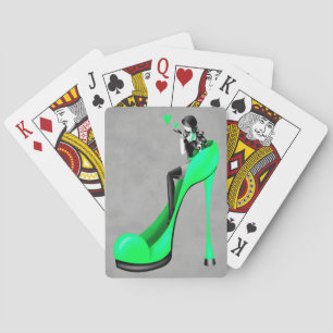 Modische Lady in Stiletto Green Playing Cards Spielkarten
