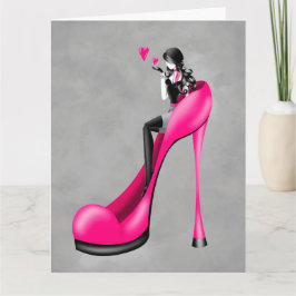 Modische Lady in Stiletto Greetings Card Karte