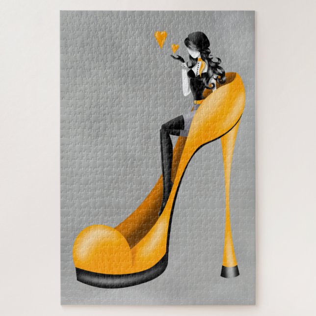 Modische Lady in Stiletto Jigsaw Puzzle (Vertikal)
