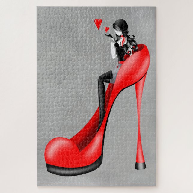 Modische Lady in Stiletto Jigsaw Puzzle (Vertikal)