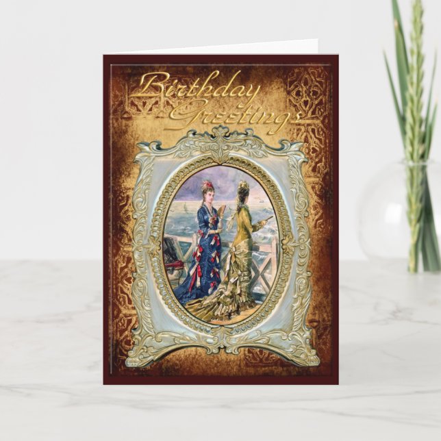 Modische Ladys in Frame Birthday Card Karte (Vorderseite)