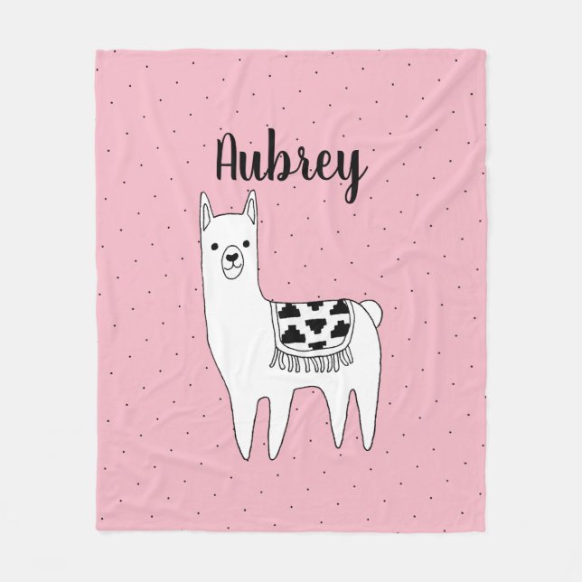 Modische Lama-Skizze u. schwarze Flecken mit Fleecedecke (Vorderseite)