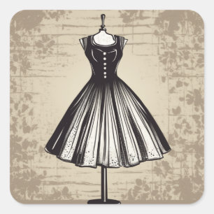 Modische LBD-Illustrationsticker Quadratischer Aufkleber