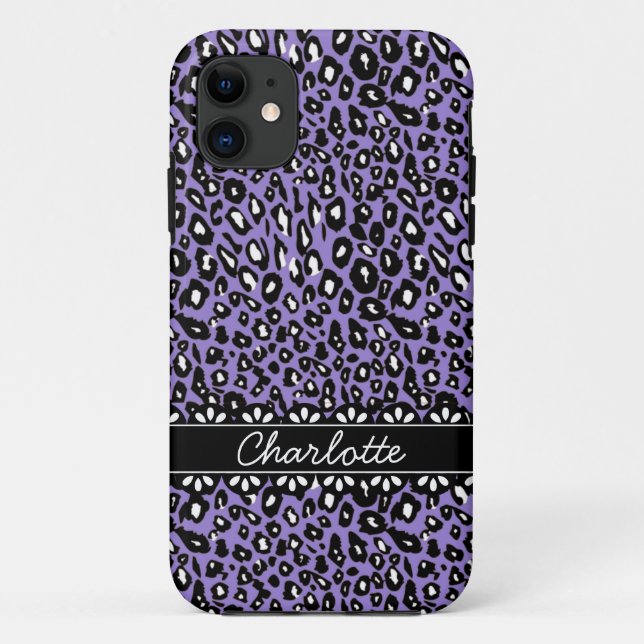 Modische Lila Leopard Print and Lace Case-Mate iPhone Hülle (Rückseite)