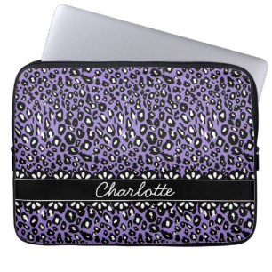 Modische Lila Leopard Print and Lace Laptopschutzhülle