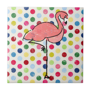 Modische moderne rosa Flamingo-Tupfen Fliese