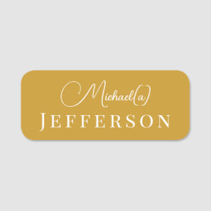 Modische Mustard Yellow Handschrift: Minimalistisc Namensschild