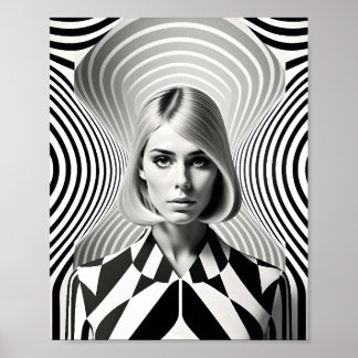 Modische optische Illusion schwarz-weiß Poster