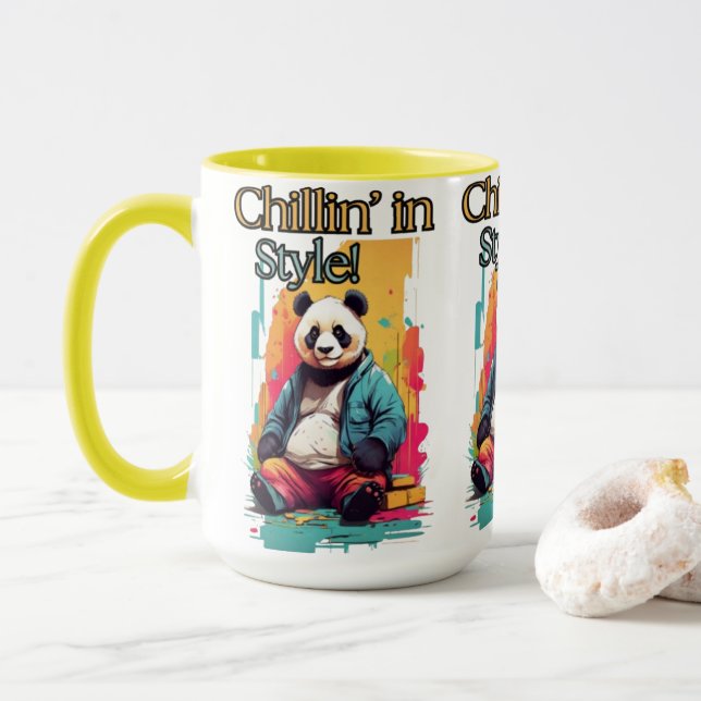 Modische Panda Art | Spaß und Whimsical Tasse (Mit Donut)