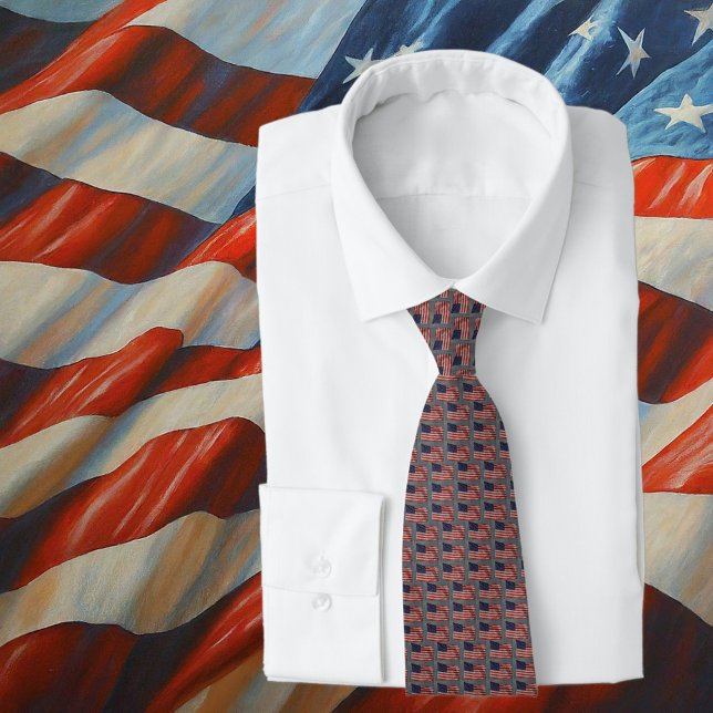 Modische Patriotische US-Flaggen-US Flagge Krawatte (Tie on shirt with Background)