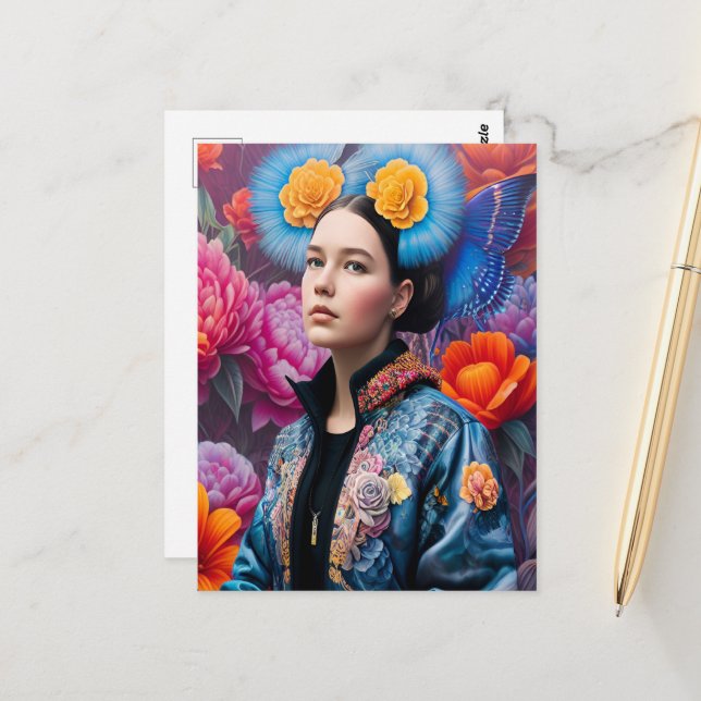 Modische Prinzessin in einer Jacke Postkarte (Vorderseite/Rückseite Beispiel)