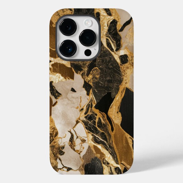 Modische Schwarz-Gold-Marmor Case-Mate iPhone Hülle (Rückseite)
