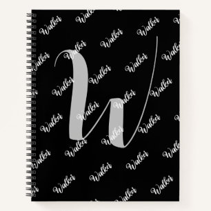 Modische schwarze Farbe - Anfangsnamen-Monogramm Notizbuch