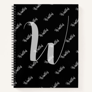 Modische schwarze Farbe - Anfangsnamen-Monogramm Notizbuch