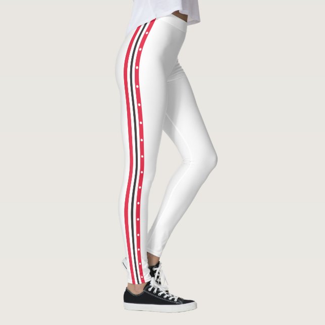 Modische Seitenstreifen-Mode knöpft rotes weißes Leggings (Rechts)
