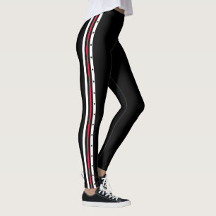 Modische Seitenstreifen-Mode-rote weiße schwarze Leggings