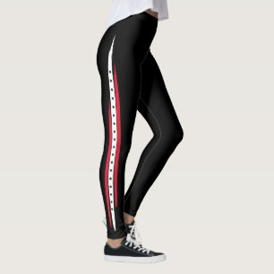 Modische Seitenstreifen-Mode-rote weiße schwarze Leggings
