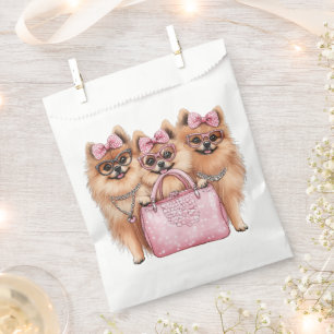 Modische Spitz Hunde rosa Purpur Geschenktütchen