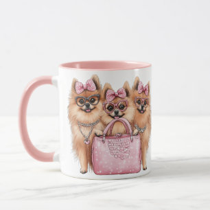 Modische Spitz Hunde rosa Purpur Tasse
