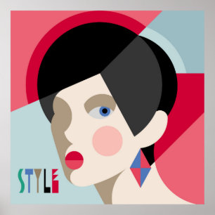 Modische stilvolle Frau. Modernistin h Poster