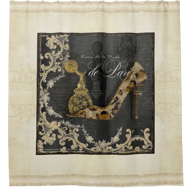 Modische stilvolle schicke Mode Paris beschuht Duschvorhang (Vorderseite)