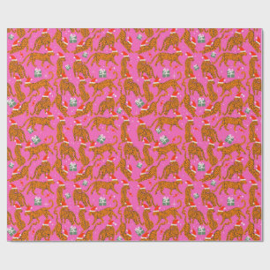 Modische Tiger mit roten Lippen und Hüten, Umhüllu Geschenkpapier