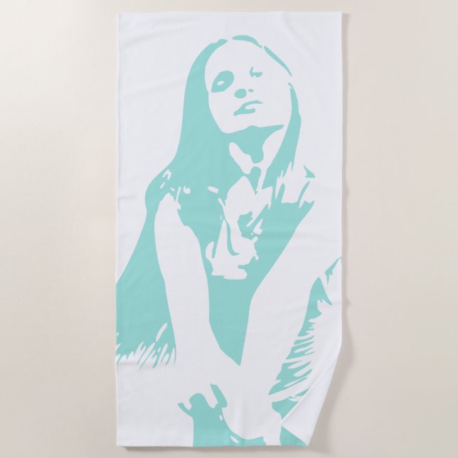 Modische Wasserfarbtanzung Girl Silhouette Strandtuch (Vorderseite)