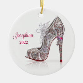 Modische Weihnachtsschuhe Stiletto High Heel Shoe Keramik Ornament