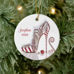 Modische Weihnachtsschuhe Stiletto High Heel Shoe Keramik Ornament