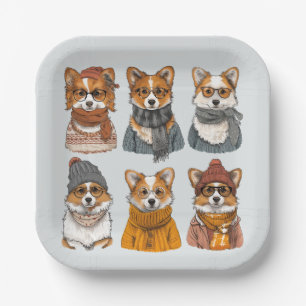 Modische Welsh Corgi Hunde Pappteller