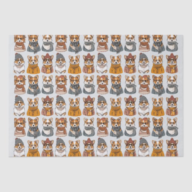 Modische Welsh Corgi Hunde Seidenpapier (Vorderseite)