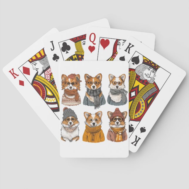 Modische Welsh Corgi Hunde Spielkarten (Rückseite)