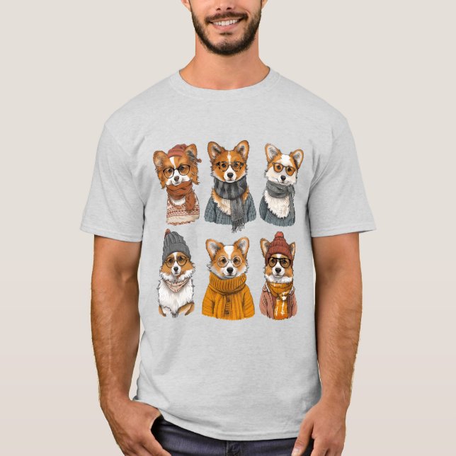 Modische Welsh Corgi Hunde T-Shirt (Vorderseite)
