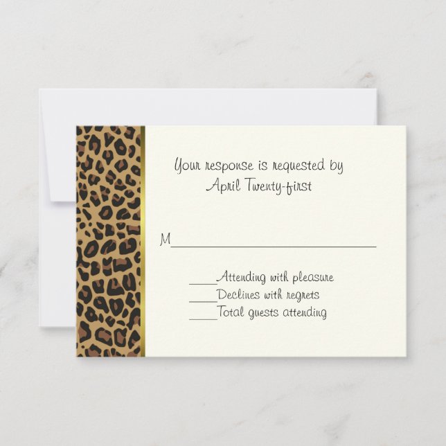Modische Wild Jaguar Pattern Wedding RSVP Card Karte (Vorderseite)