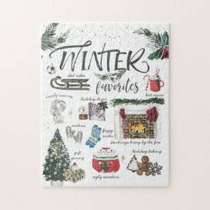 Modische Winterlieblinge Aquarell-Illustrationen Puzzle