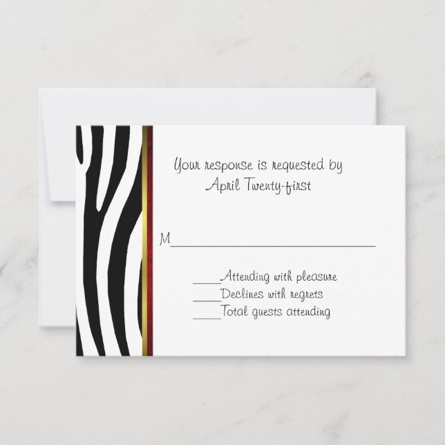 Modische Zebra Muster Wedding RSVP Karte (Vorderseite)