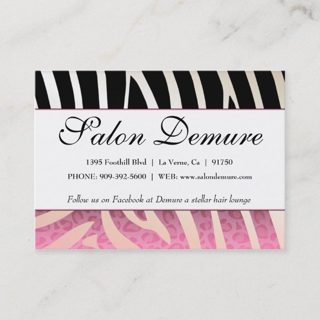 Modische Zebra-u. Visitenkarte (Vorderseite)