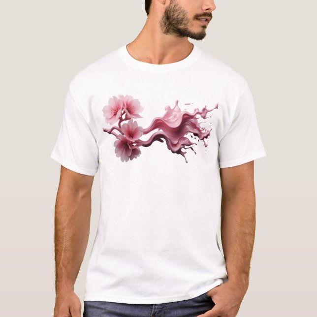 Modischer ABSTRACT FLOWER Mode Druck T-Shirt (Vorderseite)