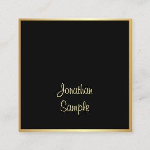 Modischer Black Gold Handschrift Text Schriftart C Quadratische Visitenkarte