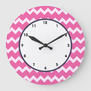 modischer Chevron-Keramik-Weiß-Retro-Takt pink Große Wanduhr