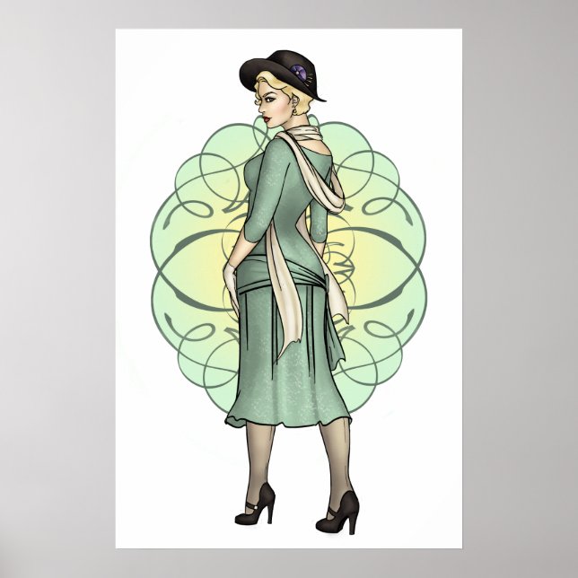 Modischer Gangster - Pinup der 20er Jahre Poster (Vorne)